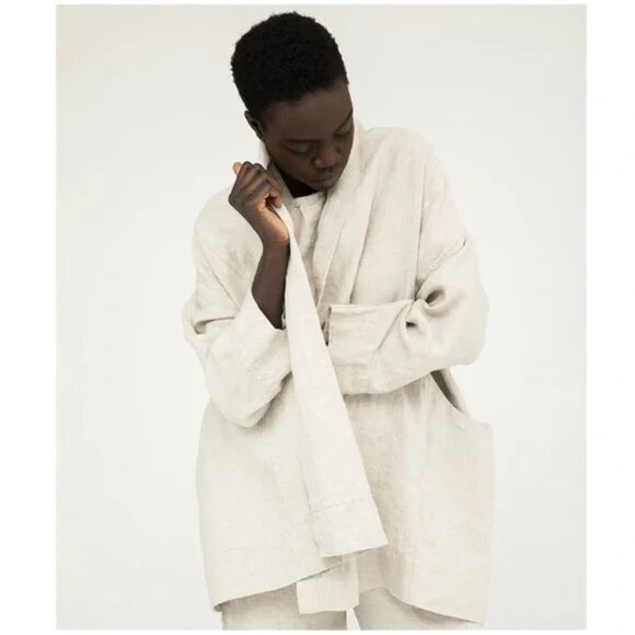 ELIZABETH SUZANN Clyde Jacket, Midweight Linen Flax, Small - Picture 1 of 8
